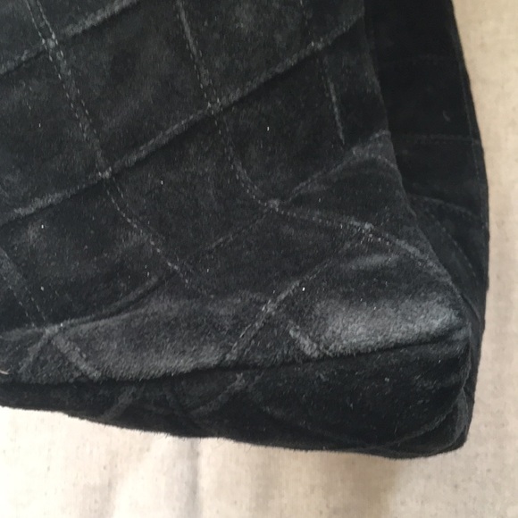 Vintage Black Chanel Quilted Suede Hobo. - Picture 9 of 13